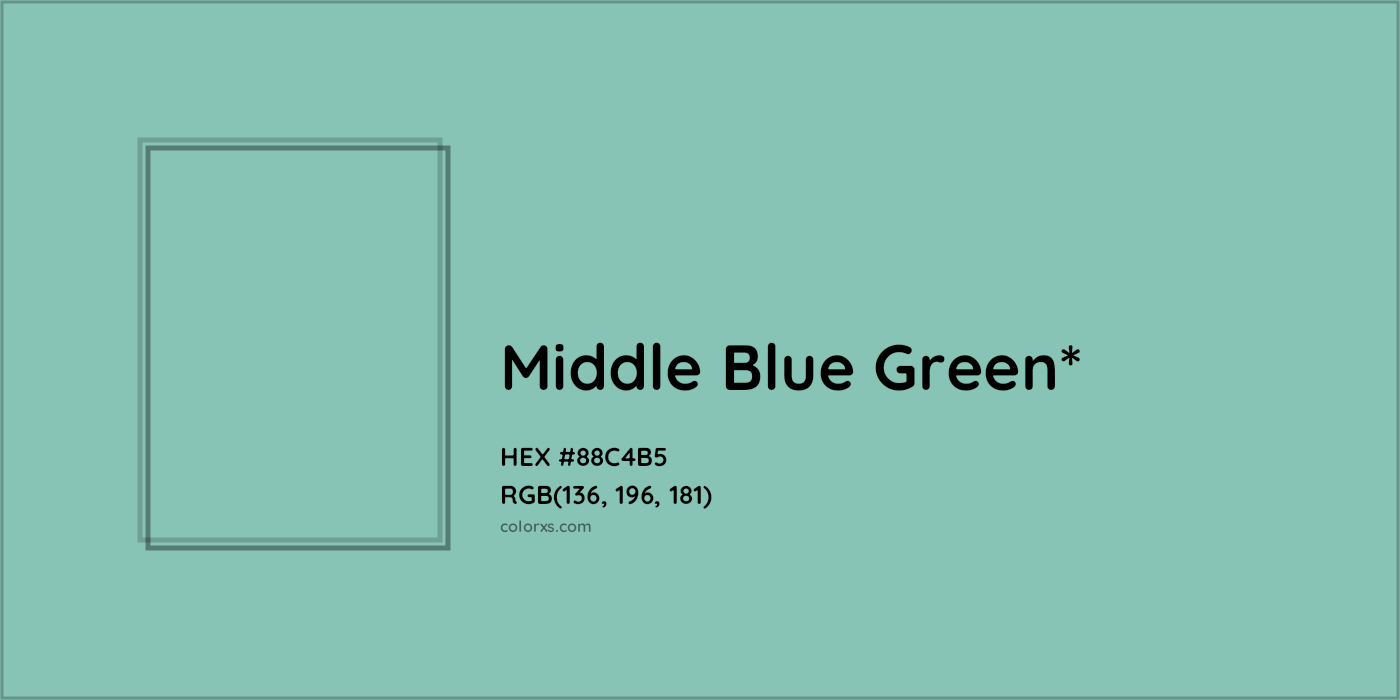 HEX #88C4B5 Color Name, Color Code, Palettes, Similar Paints, Images