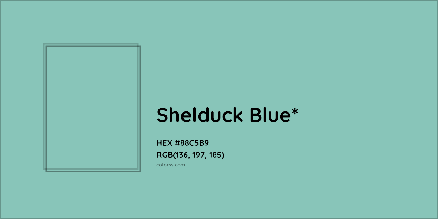 HEX #88C5B9 Color Name, Color Code, Palettes, Similar Paints, Images