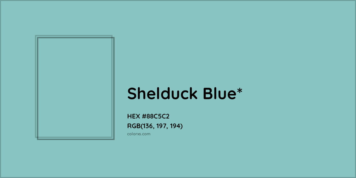 HEX #88C5C2 Color Name, Color Code, Palettes, Similar Paints, Images
