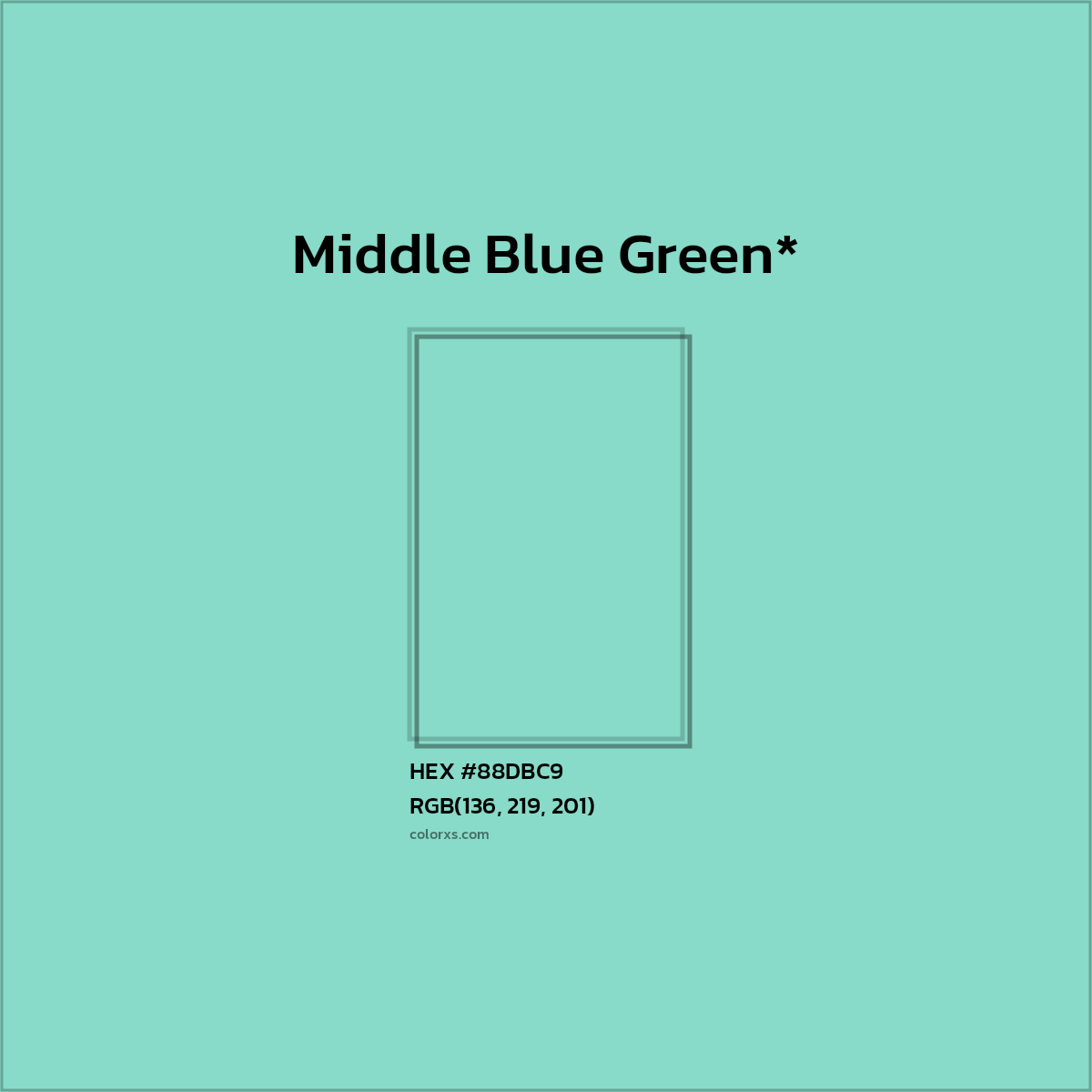 HEX #88DBC9 Color Name, Color Code, Palettes, Similar Paints, Images