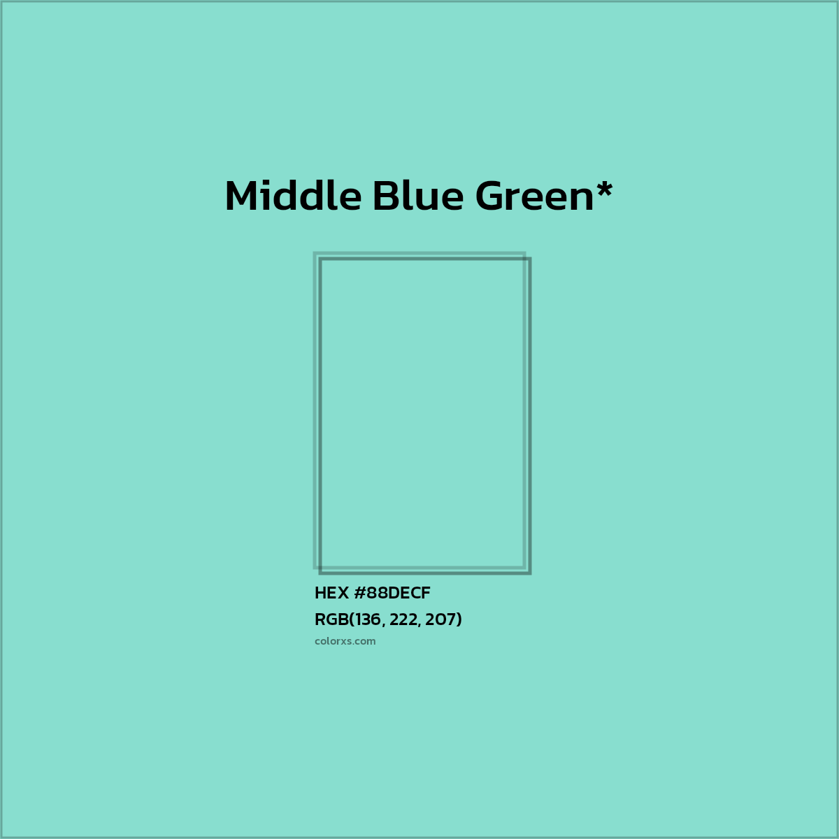 HEX #88DECF Color Name, Color Code, Palettes, Similar Paints, Images