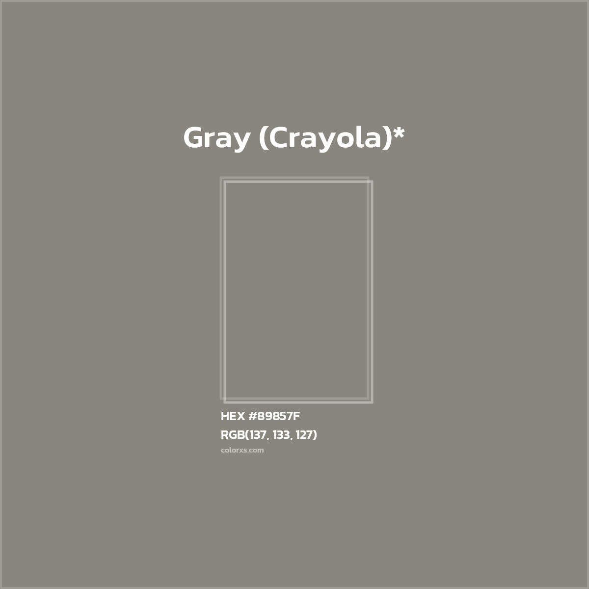 HEX #89857F Color Name, Color Code, Palettes, Similar Paints, Images