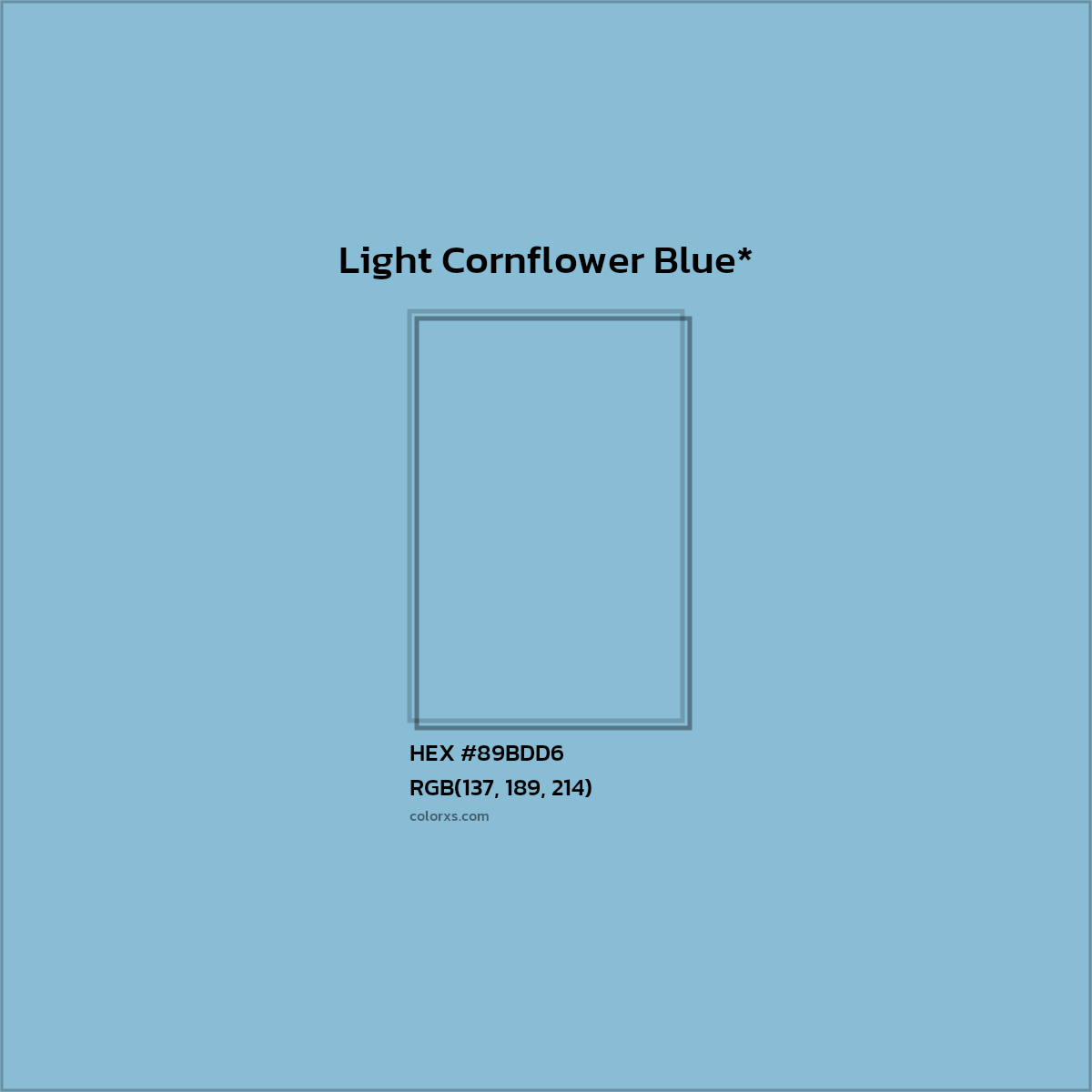 HEX #89BDD6 Color Name, Color Code, Palettes, Similar Paints, Images