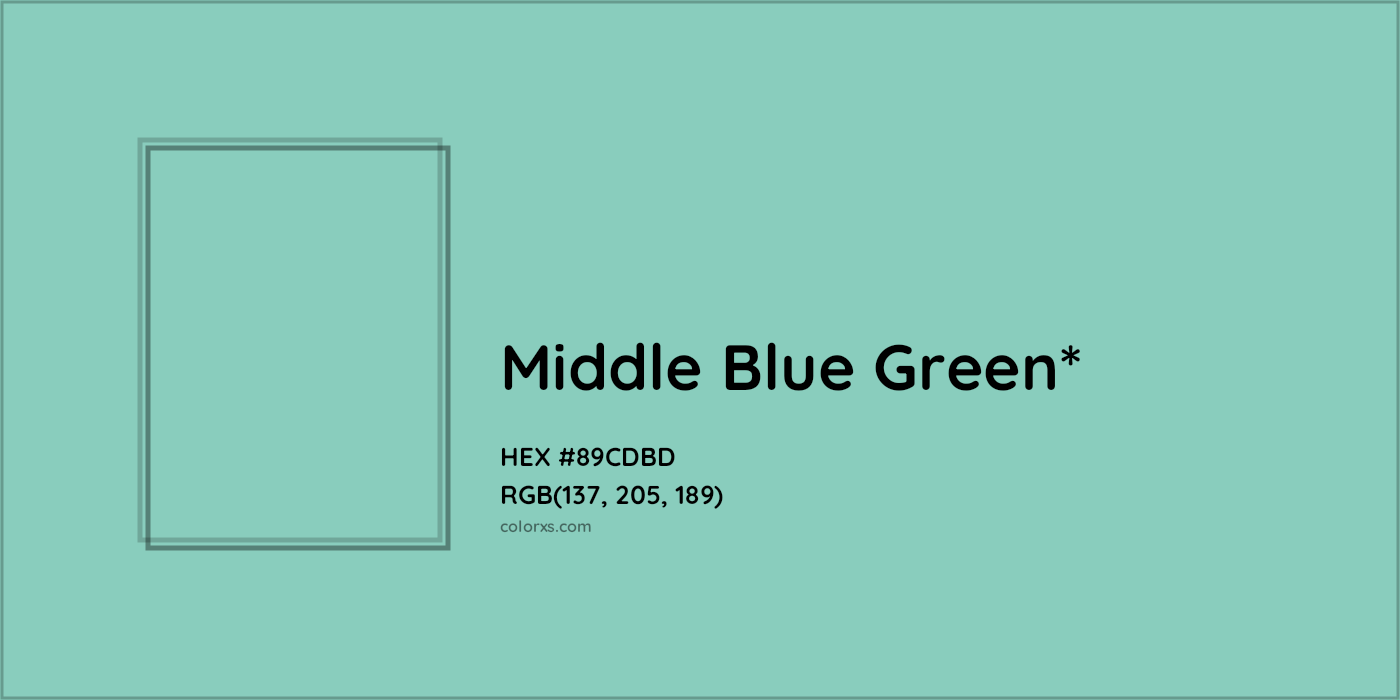 HEX #89CDBD Color Name, Color Code, Palettes, Similar Paints, Images