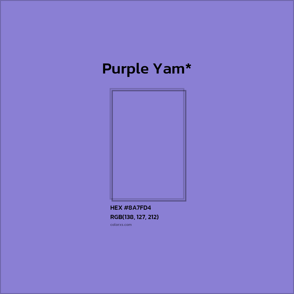 HEX #8A7FD4 Color Name, Color Code, Palettes, Similar Paints, Images