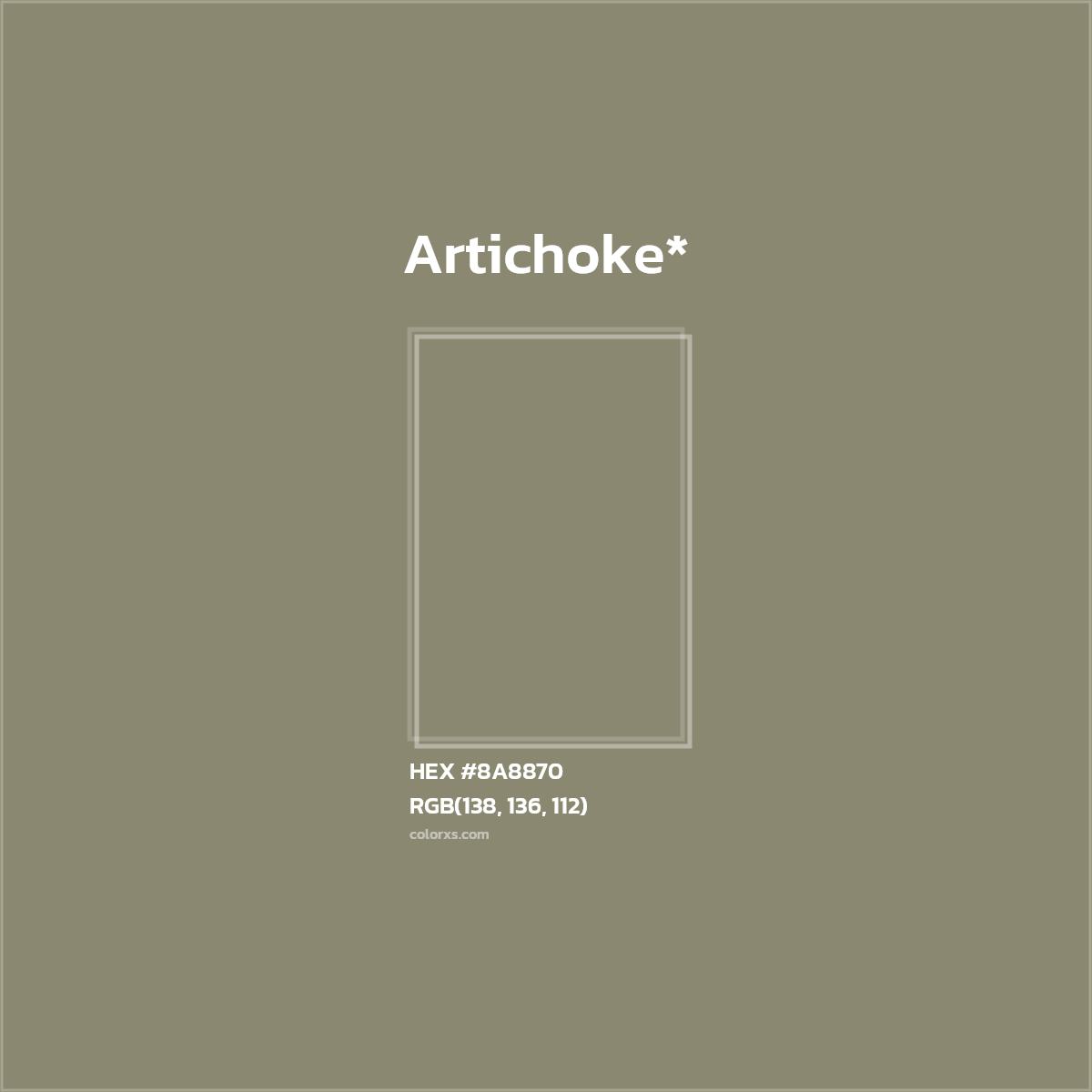 HEX #8A8870 Color Name, Color Code, Palettes, Similar Paints, Images