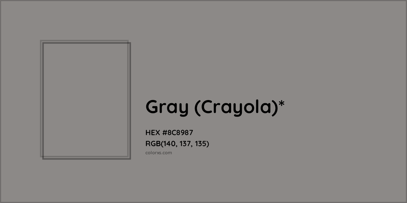 HEX #8C8987 Color Name, Color Code, Palettes, Similar Paints, Images