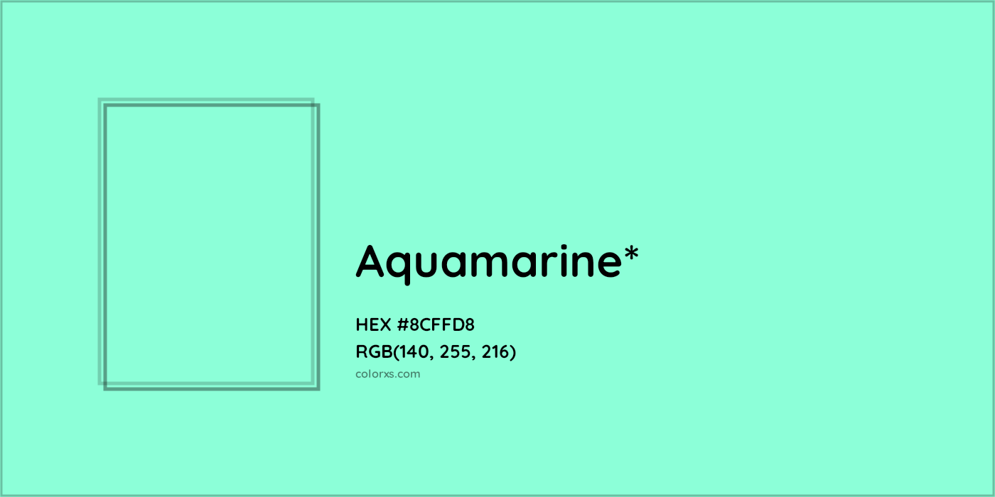 HEX #8CFFD8 Color Name, Color Code, Palettes, Similar Paints, Images