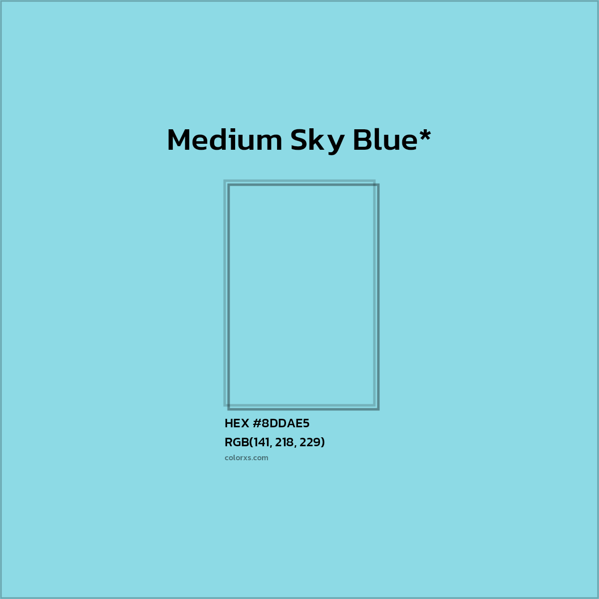 #8DDAE5 hex color. RGB, RYB, CMYK, HSL, HSV codes and color conversions. Matching color names, palettes, paints.
