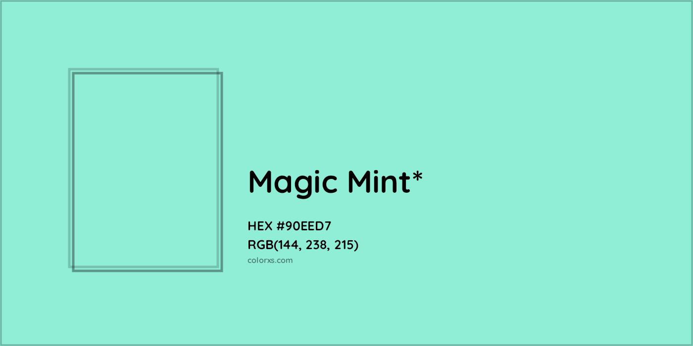 HEX #90EED7 Color Name, Color Code, Palettes, Similar Paints, Images