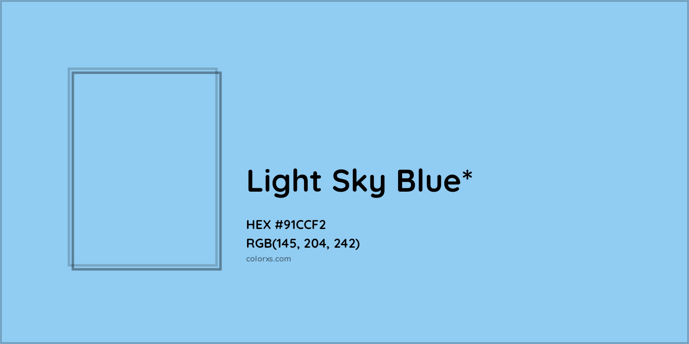 HEX #91CCF2 Color Name, Color Code, Palettes, Similar Paints, Images