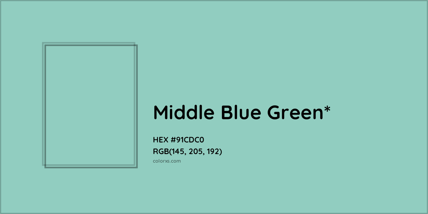 HEX #91CDC0 Color Name, Color Code, Palettes, Similar Paints, Images