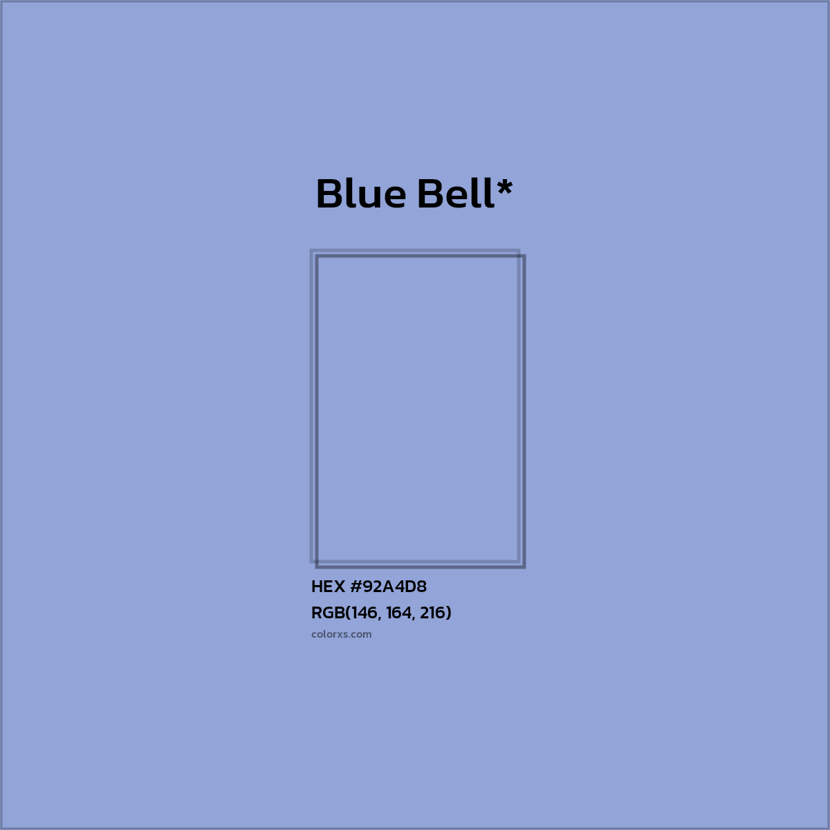 HEX #92A4D8 Color Name, Color Code, Palettes, Similar Paints, Images