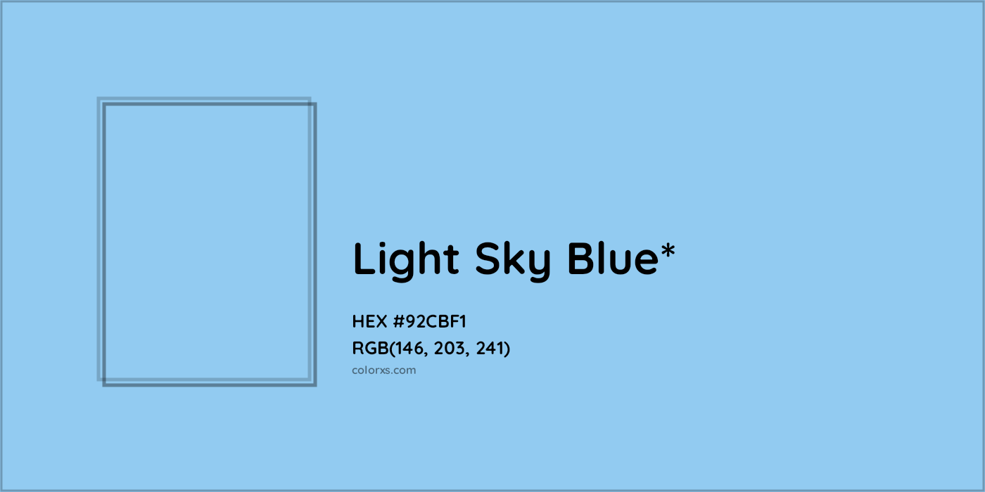HEX #92CBF1 Color Name, Color Code, Palettes, Similar Paints, Images