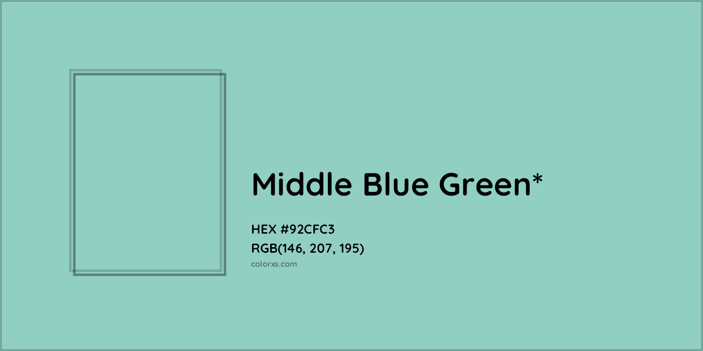 HEX #92CFC3 Color Name, Color Code, Palettes, Similar Paints, Images