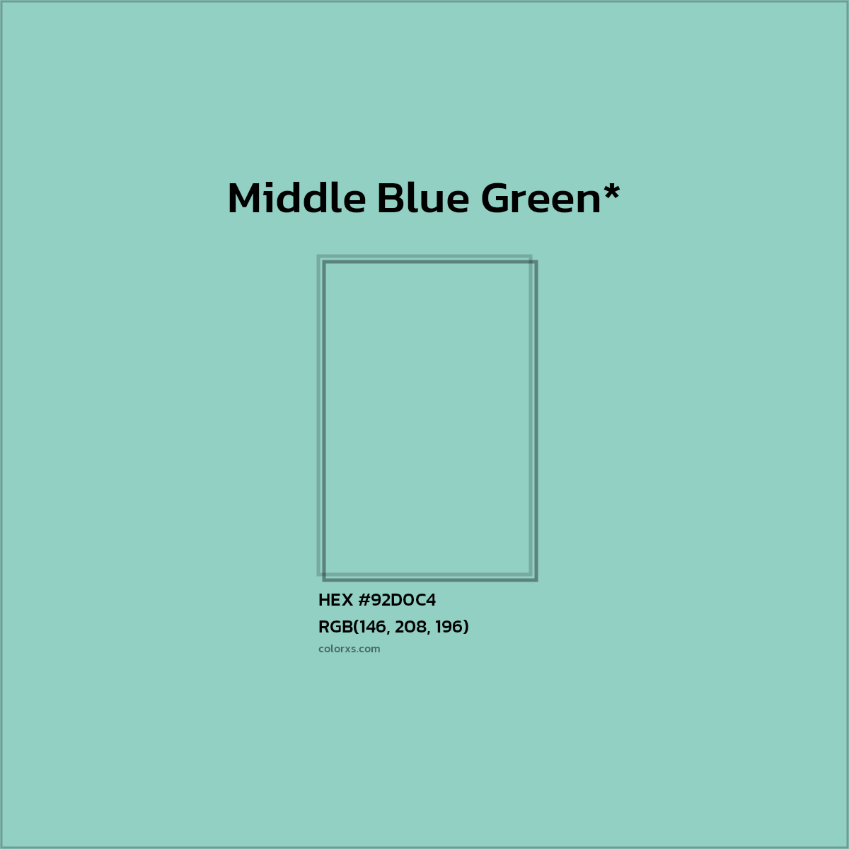 HEX #92D0C4 Color Name, Color Code, Palettes, Similar Paints, Images