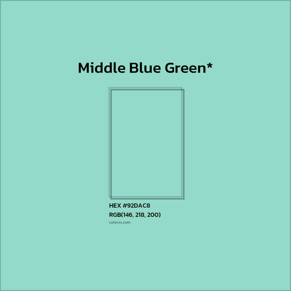 HEX #92DAC8 Color Name, Color Code, Palettes, Similar Paints, Images