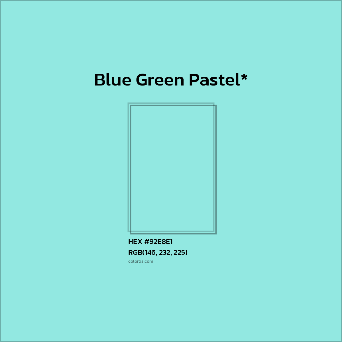 #92E8E1 hex color. RGB, RYB, CMYK, HSL, HSV codes and color conversions. Matching color names, palettes, paints.