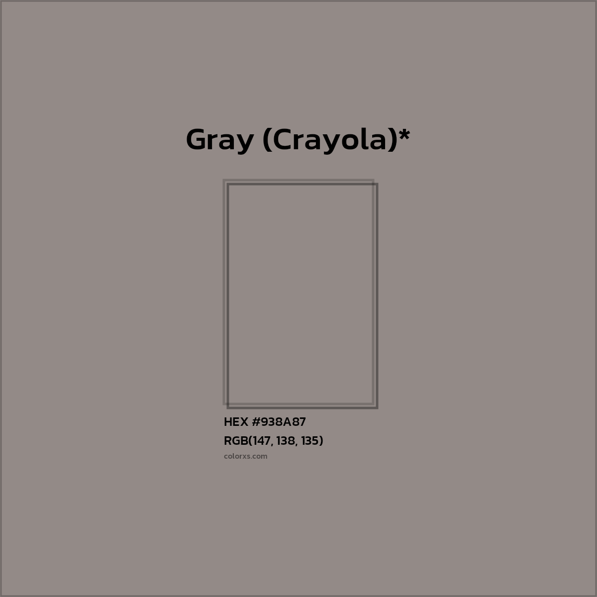 HEX #938A87 Color Name, Color Code, Palettes, Similar Paints, Images