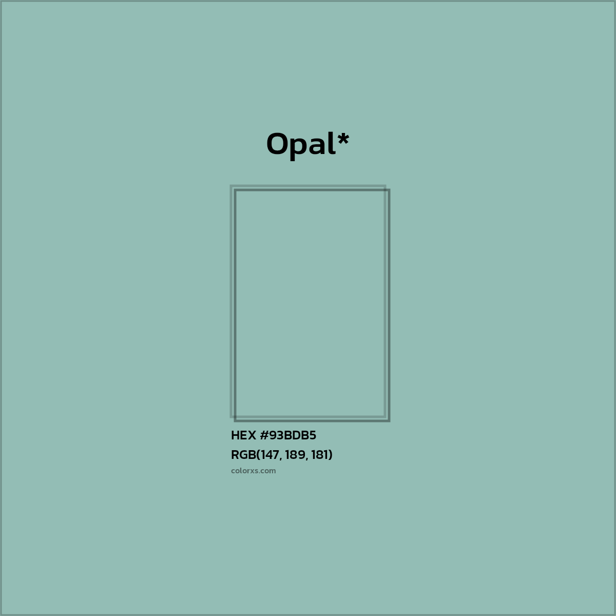 HEX #93BDB5 Color Name, Color Code, Palettes, Similar Paints, Images