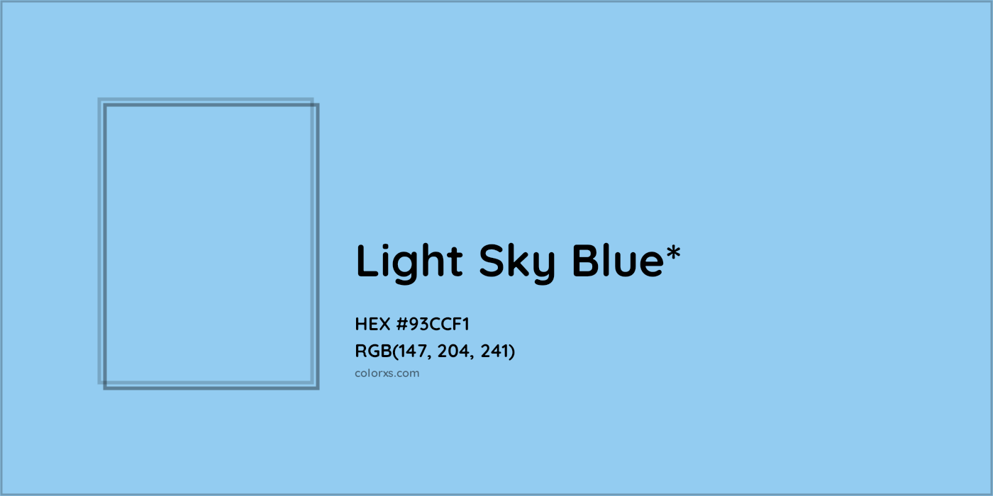 HEX #93CCF1 Color Name, Color Code, Palettes, Similar Paints, Images