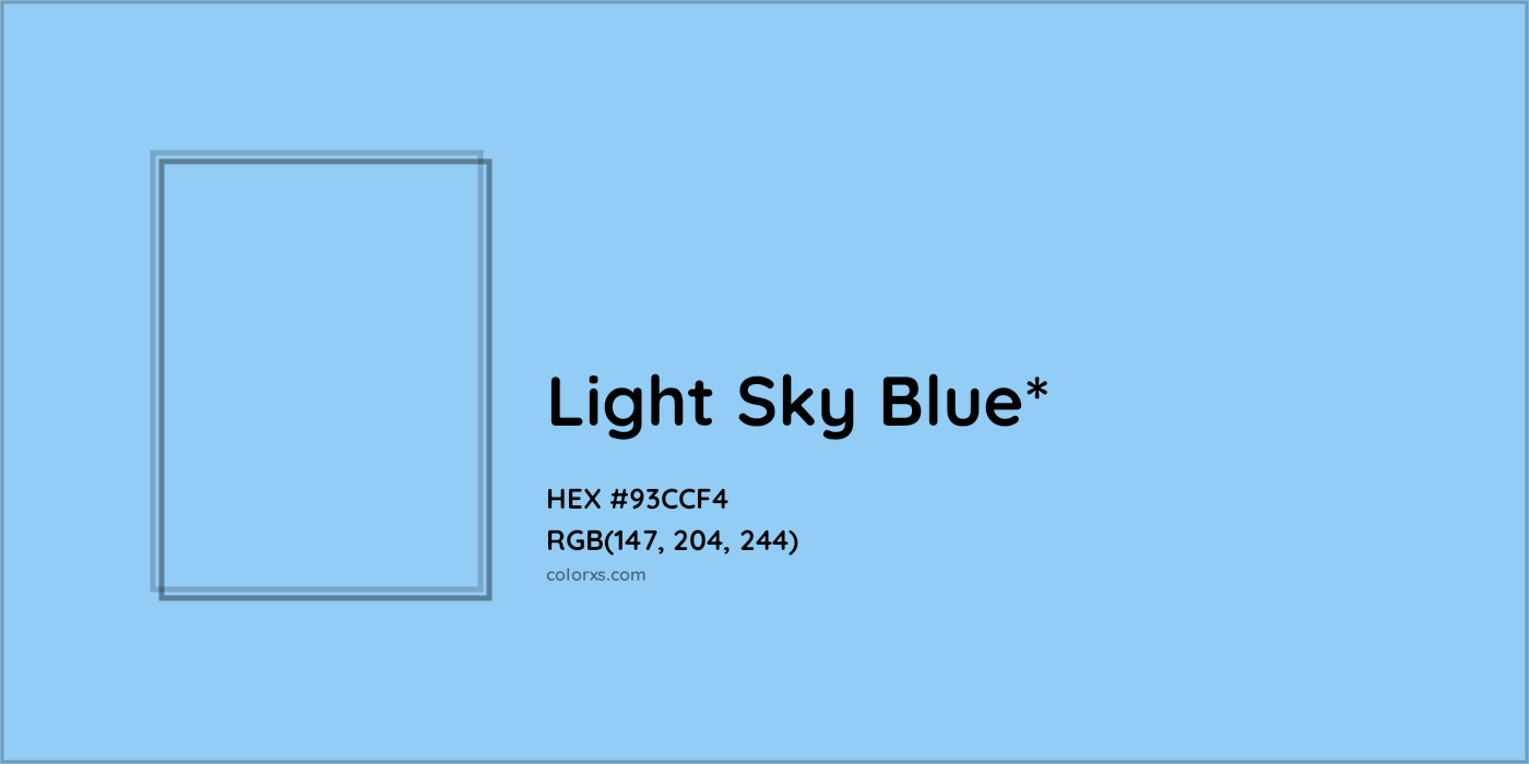 HEX #93CCF4 Color Name, Color Code, Palettes, Similar Paints, Images