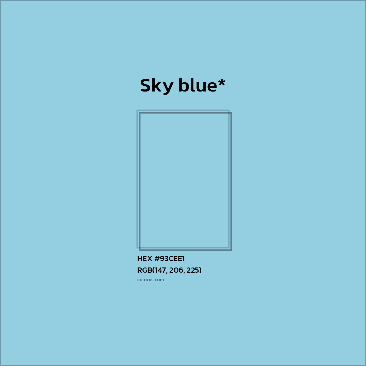 HEX #93CEE1 Color Name, Color Code, Palettes, Similar Paints, Images