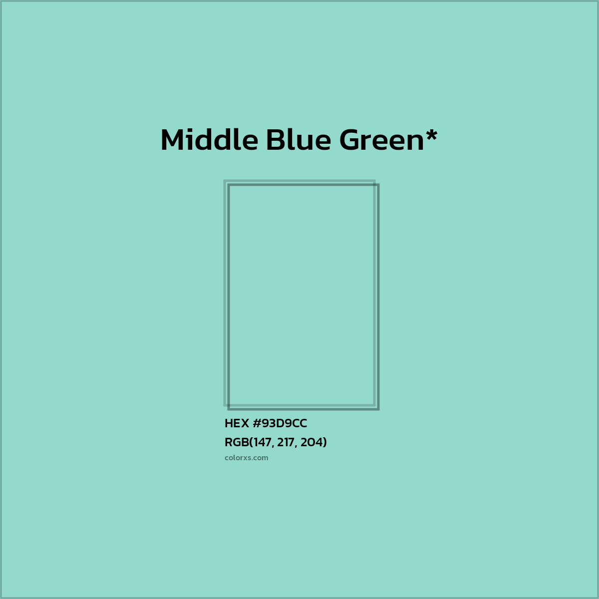 HEX #93D9CC Color Name, Color Code, Palettes, Similar Paints, Images