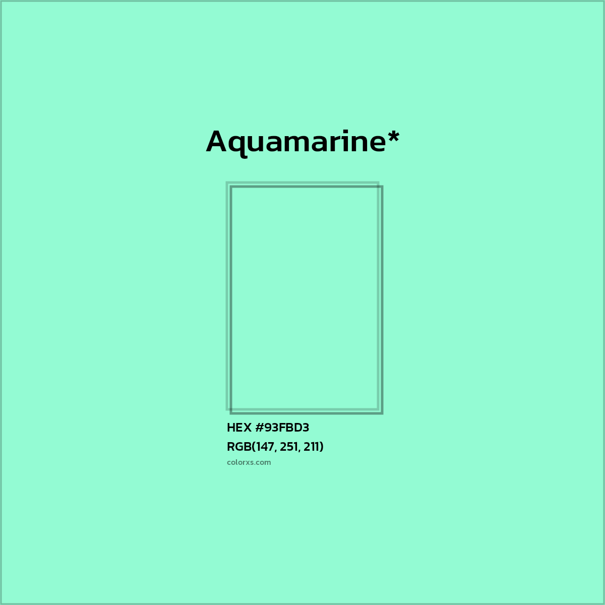 HEX #93FBD3 Color Name, Color Code, Palettes, Similar Paints, Images