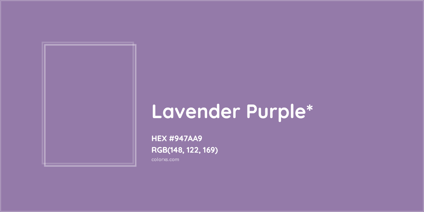 HEX #947AA9 Color Name, Color Code, Palettes, Similar Paints, Images