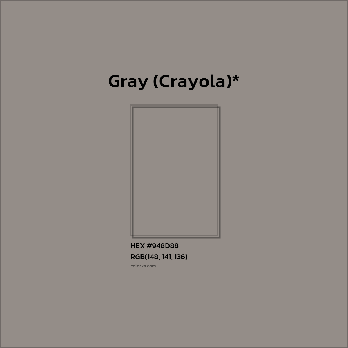 HEX #948D88 Color Name, Color Code, Palettes, Similar Paints, Images