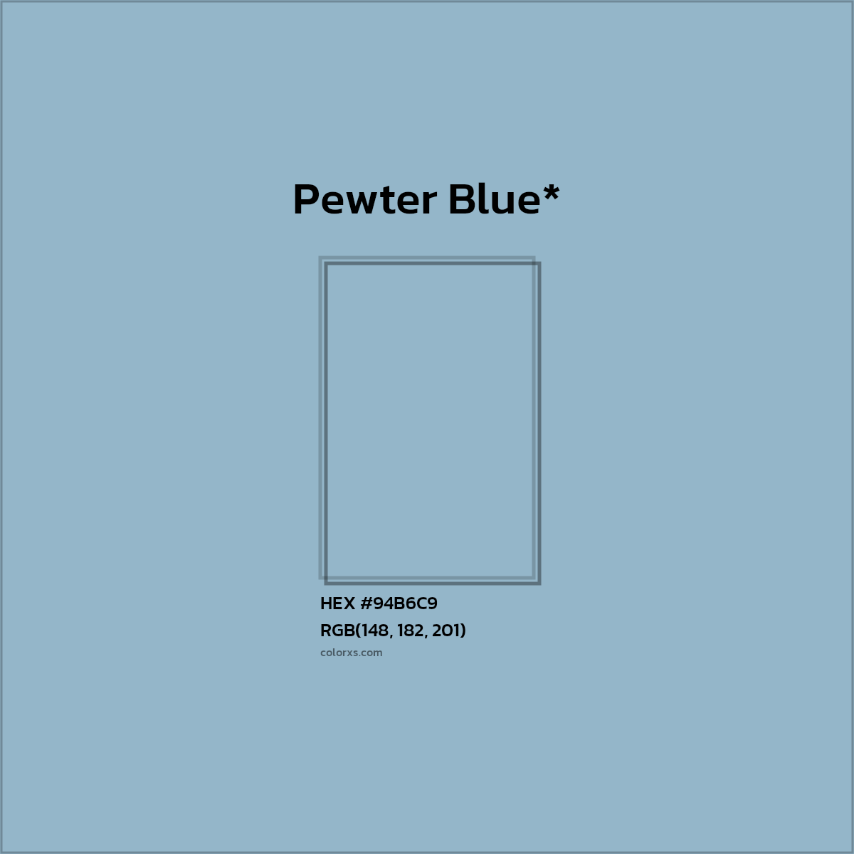 HEX #94B6C9 Color Name, Color Code, Palettes, Similar Paints, Images