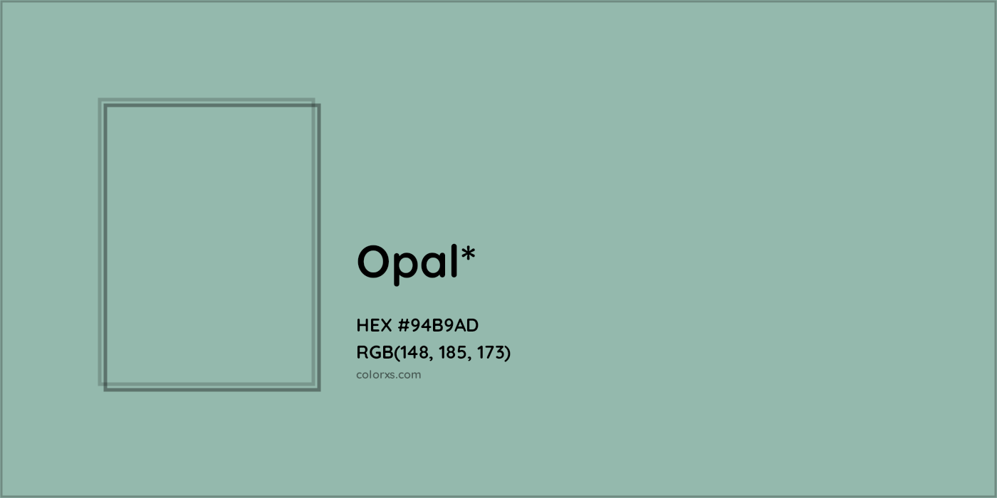 HEX #94B9AD Color Name, Color Code, Palettes, Similar Paints, Images