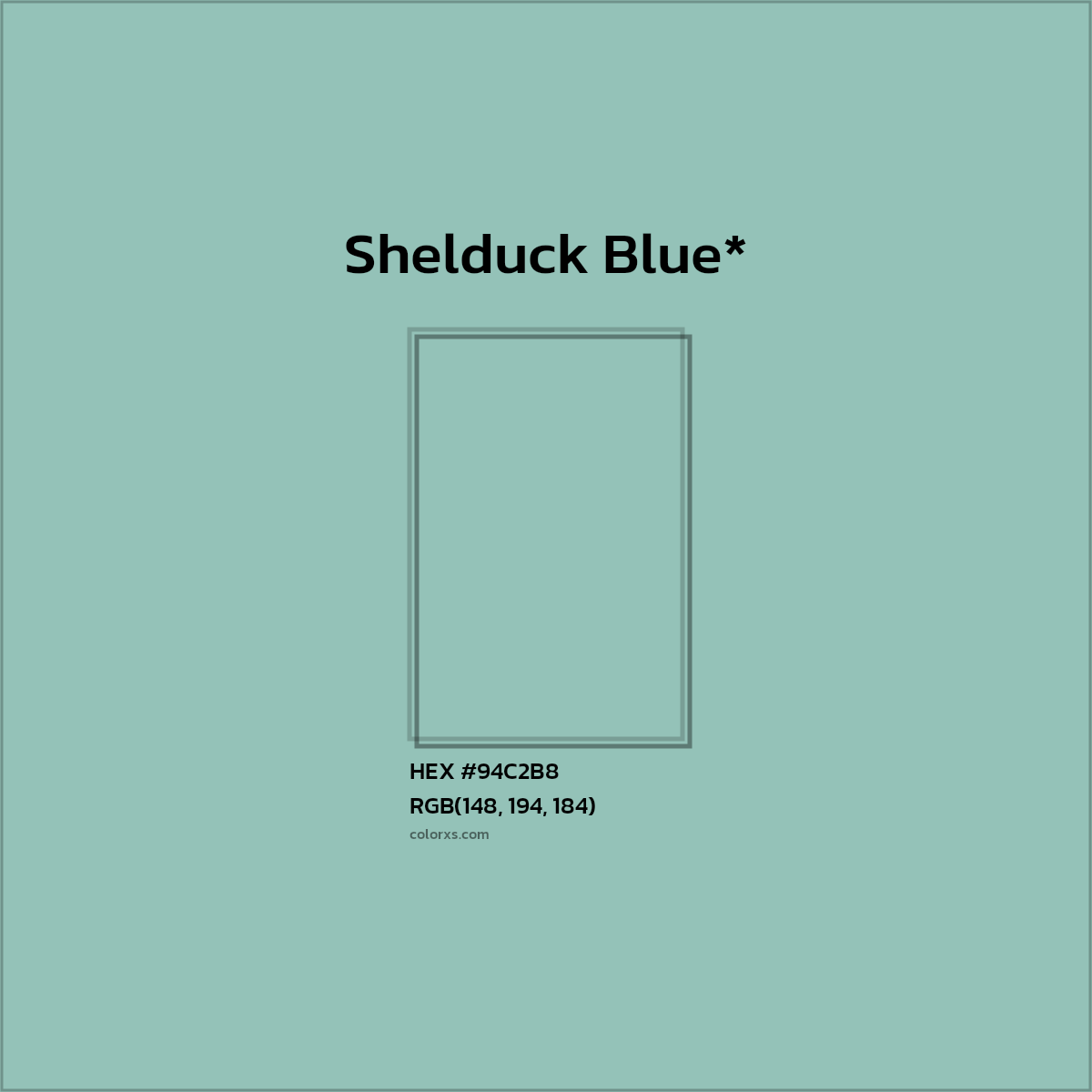 HEX #94C2B8 Color Name, Color Code, Palettes, Similar Paints, Images