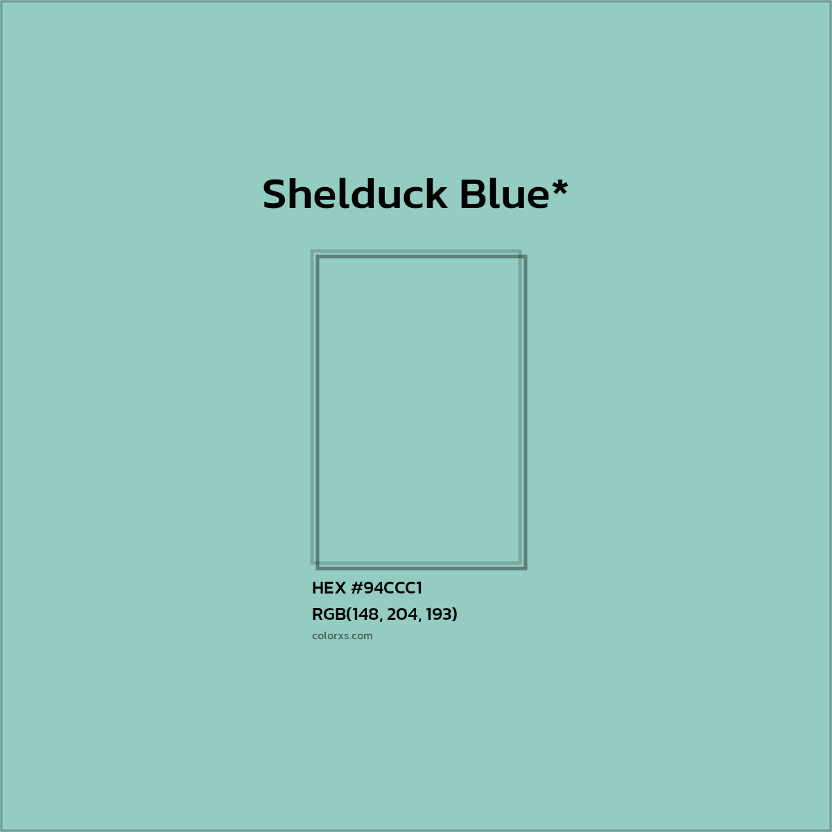 HEX #94CCC1 Color Name, Color Code, Palettes, Similar Paints, Images