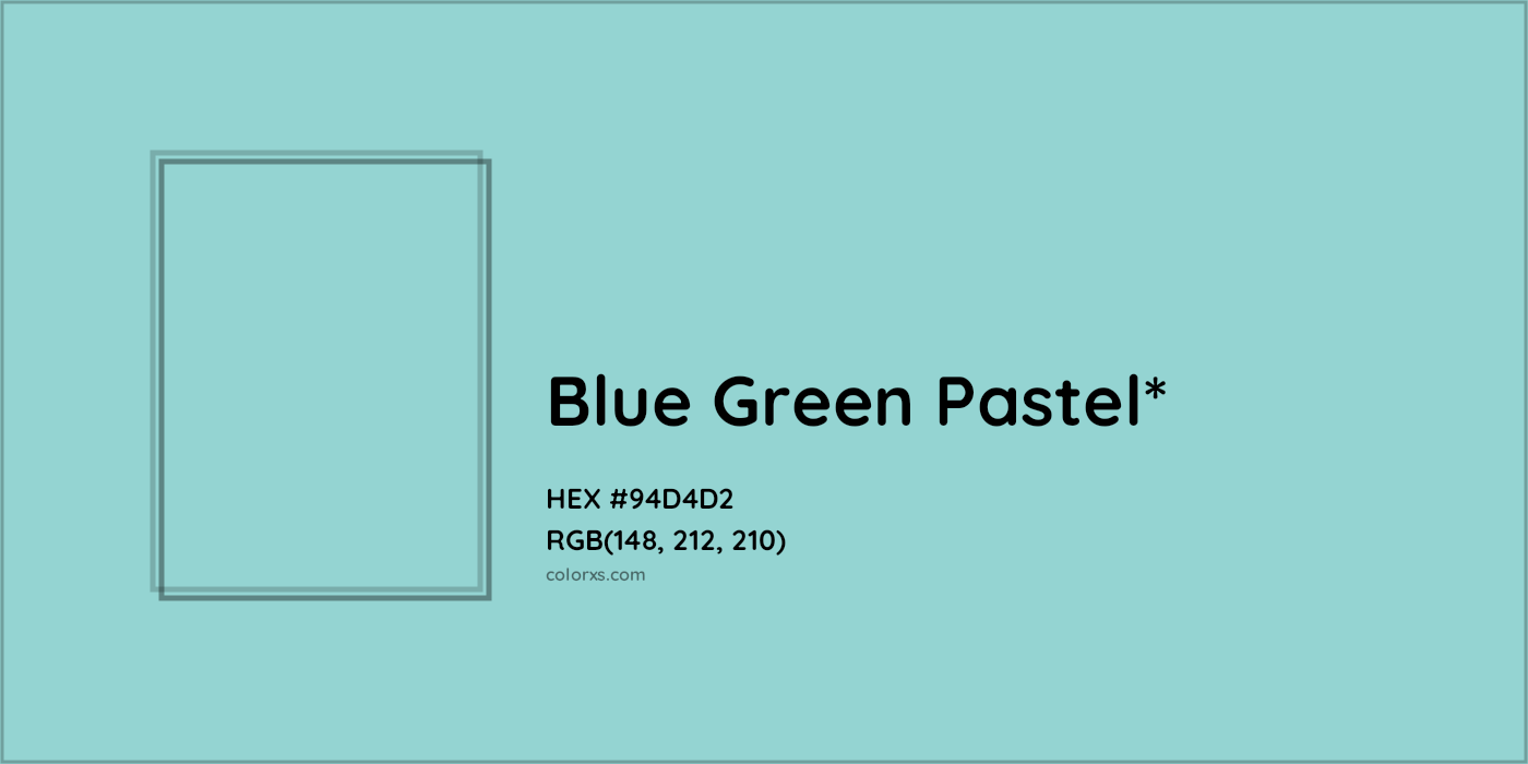 HEX #94D4D2 Color Name, Color Code, Palettes, Similar Paints, Images