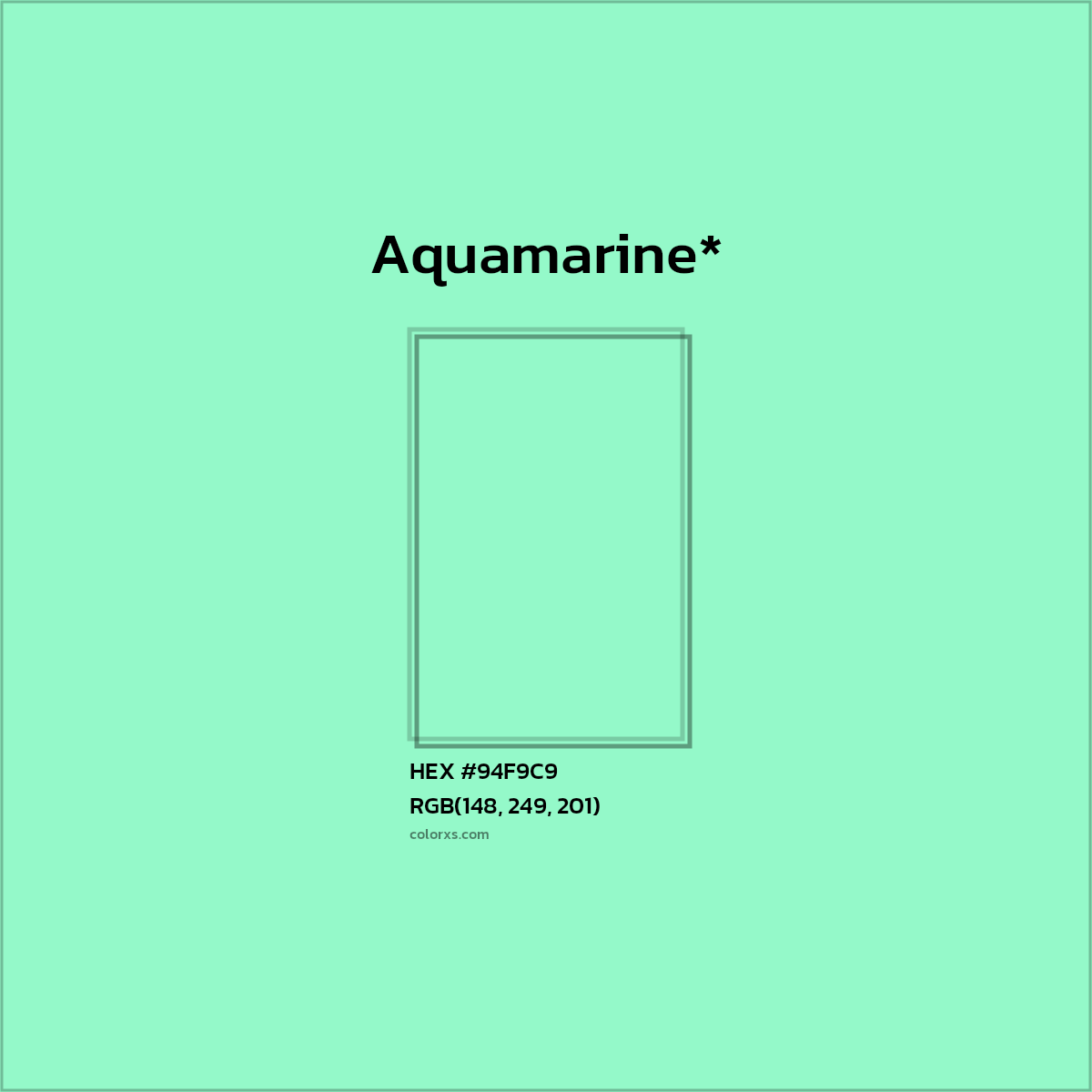 HEX #94F9C9 Color Name, Color Code, Palettes, Similar Paints, Images