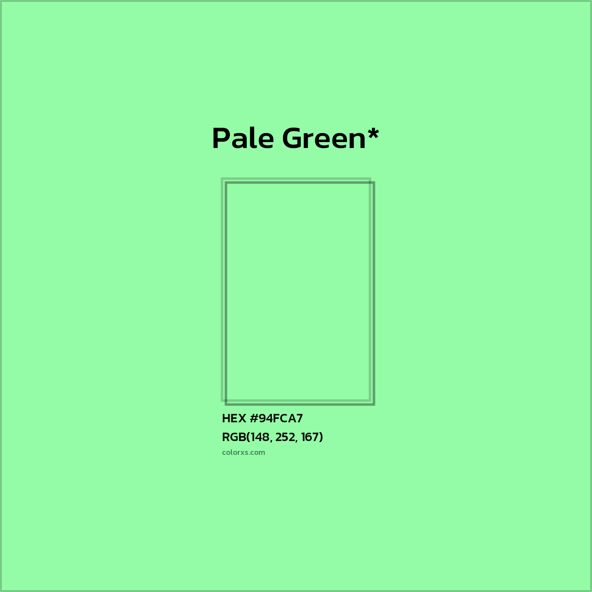 HEX #94FCA7 Color Name, Color Code, Palettes, Similar Paints, Images