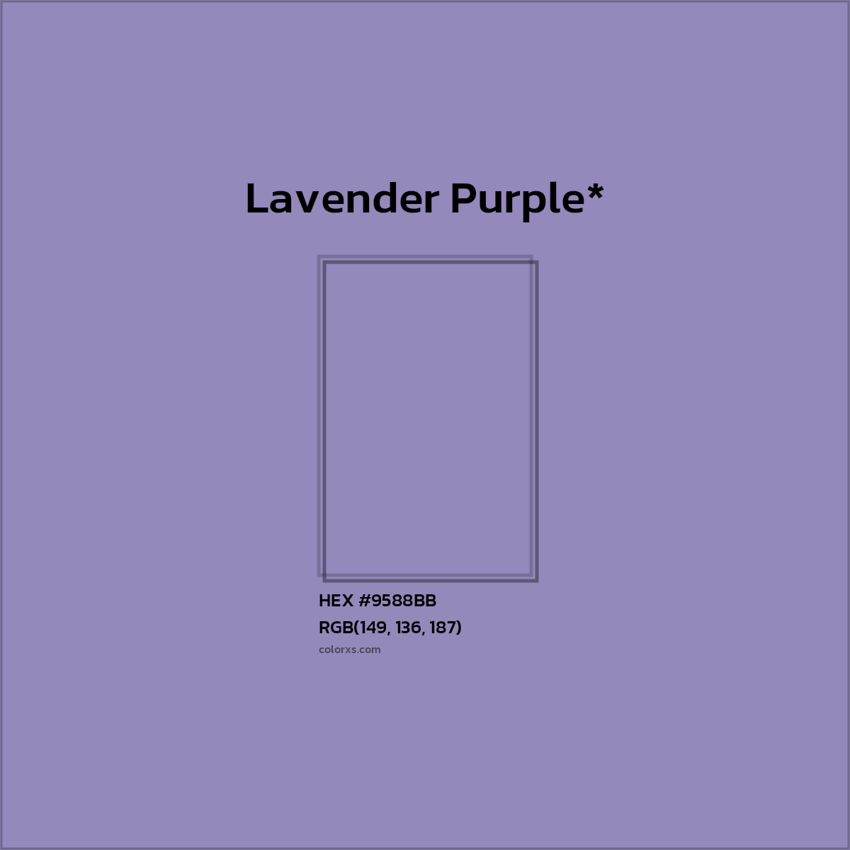 HEX #9588BB Color Name, Color Code, Palettes, Similar Paints, Images
