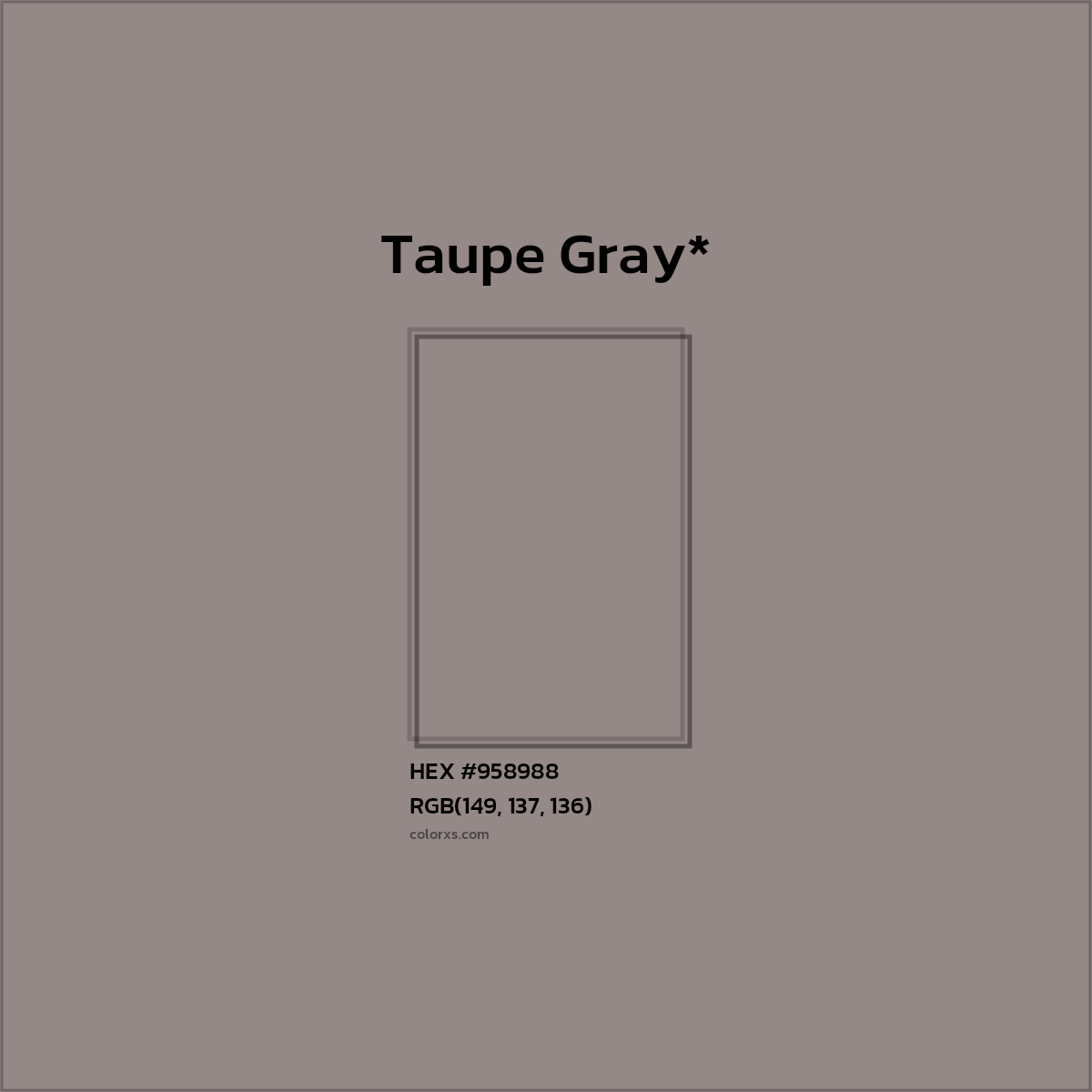 HEX #958988 Color Name, Color Code, Palettes, Similar Paints, Images