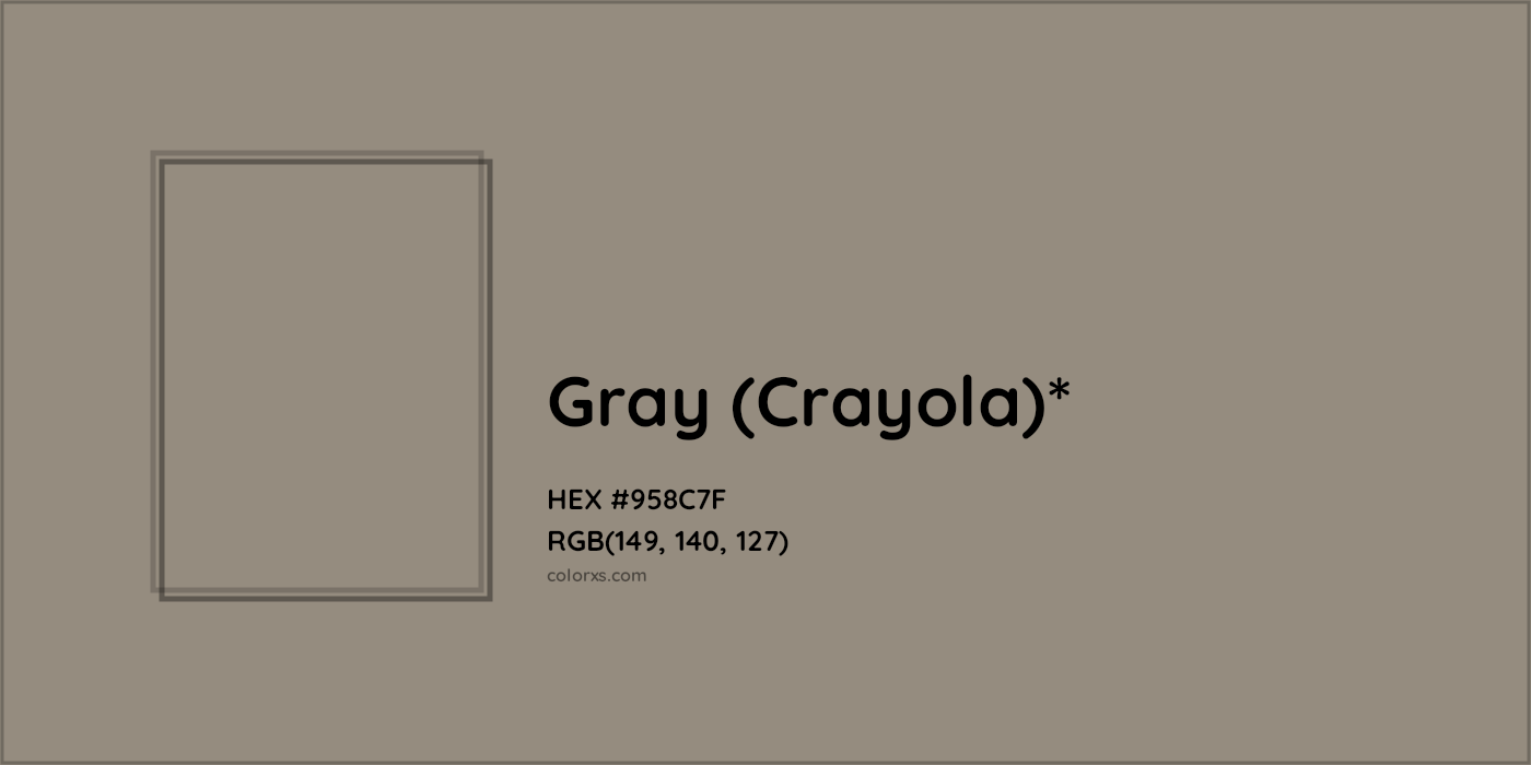HEX #958C7F Color Name, Color Code, Palettes, Similar Paints, Images