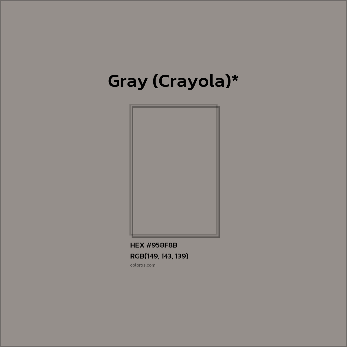 HEX #958F8B Color Name, Color Code, Palettes, Similar Paints, Images