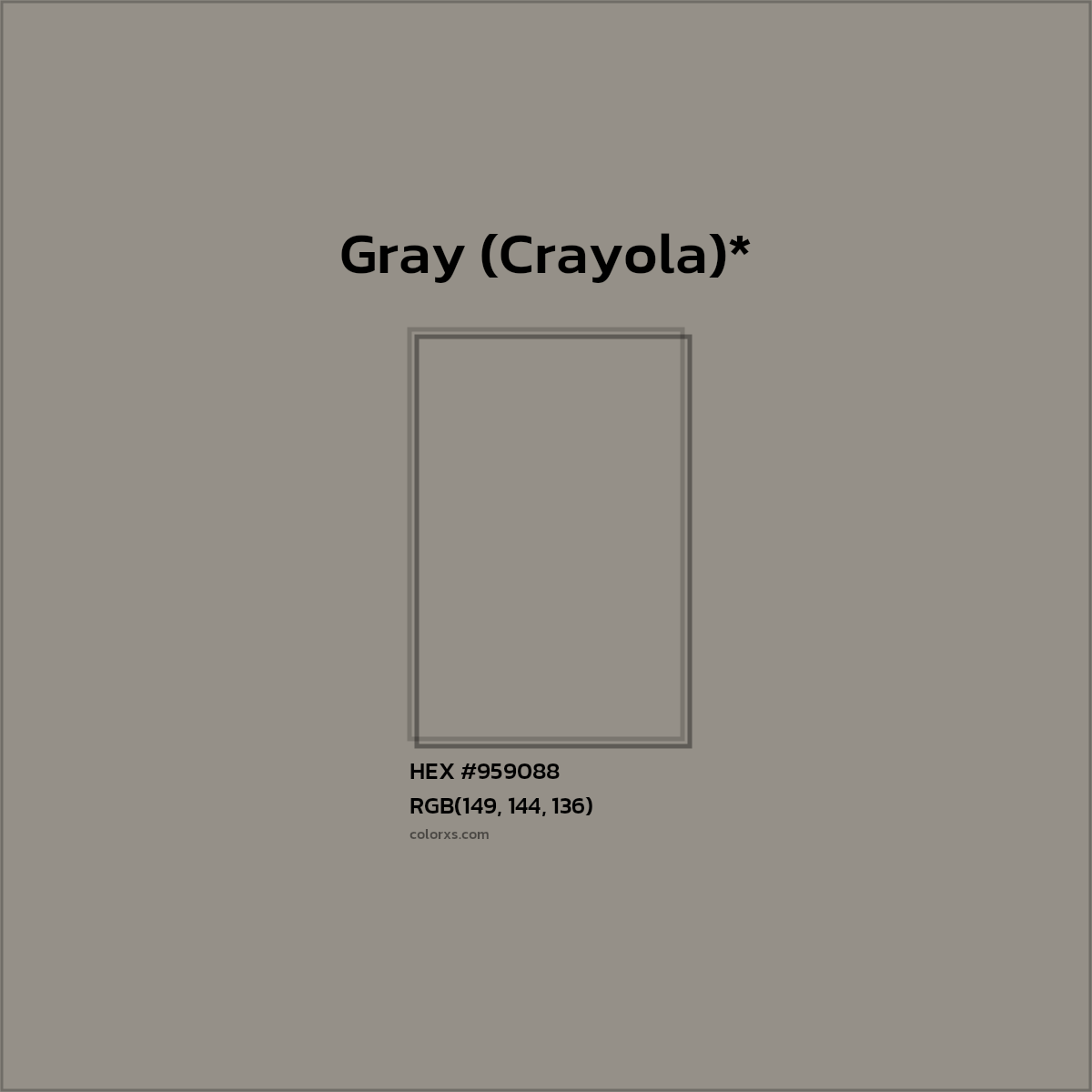 HEX #959088 Color Name, Color Code, Palettes, Similar Paints, Images