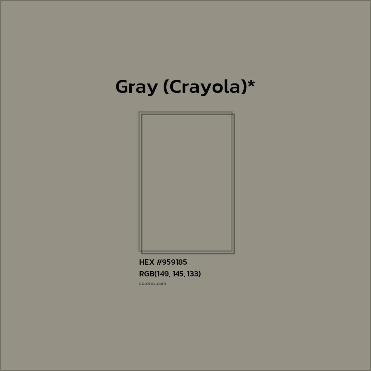 HEX #959185 Color Name, Color Code, Palettes, Similar Paints, Images