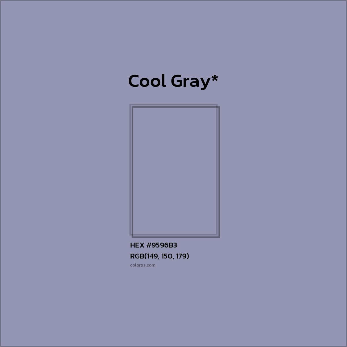 HEX #9596B3 Color Name, Color Code, Palettes, Similar Paints, Images
