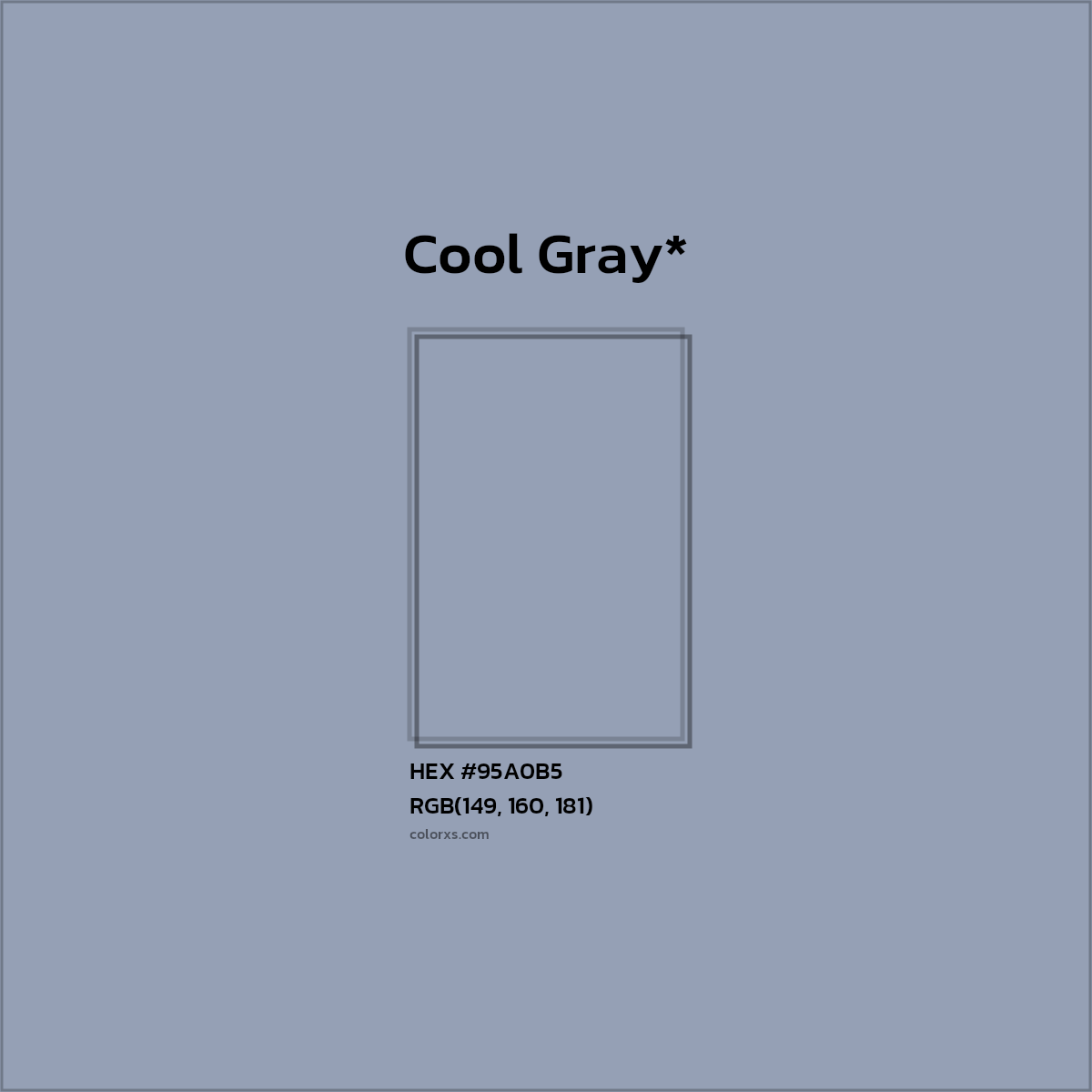 HEX #95A0B5 Color Name, Color Code, Palettes, Similar Paints, Images