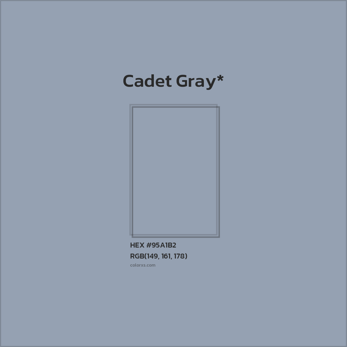 HEX #95A1B2 Color Name, Color Code, Palettes, Similar Paints, Images