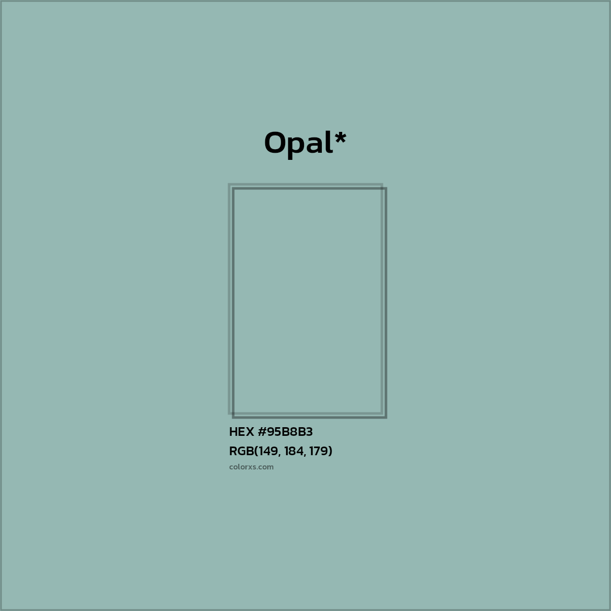 HEX #95B8B3 Color Name, Color Code, Palettes, Similar Paints, Images