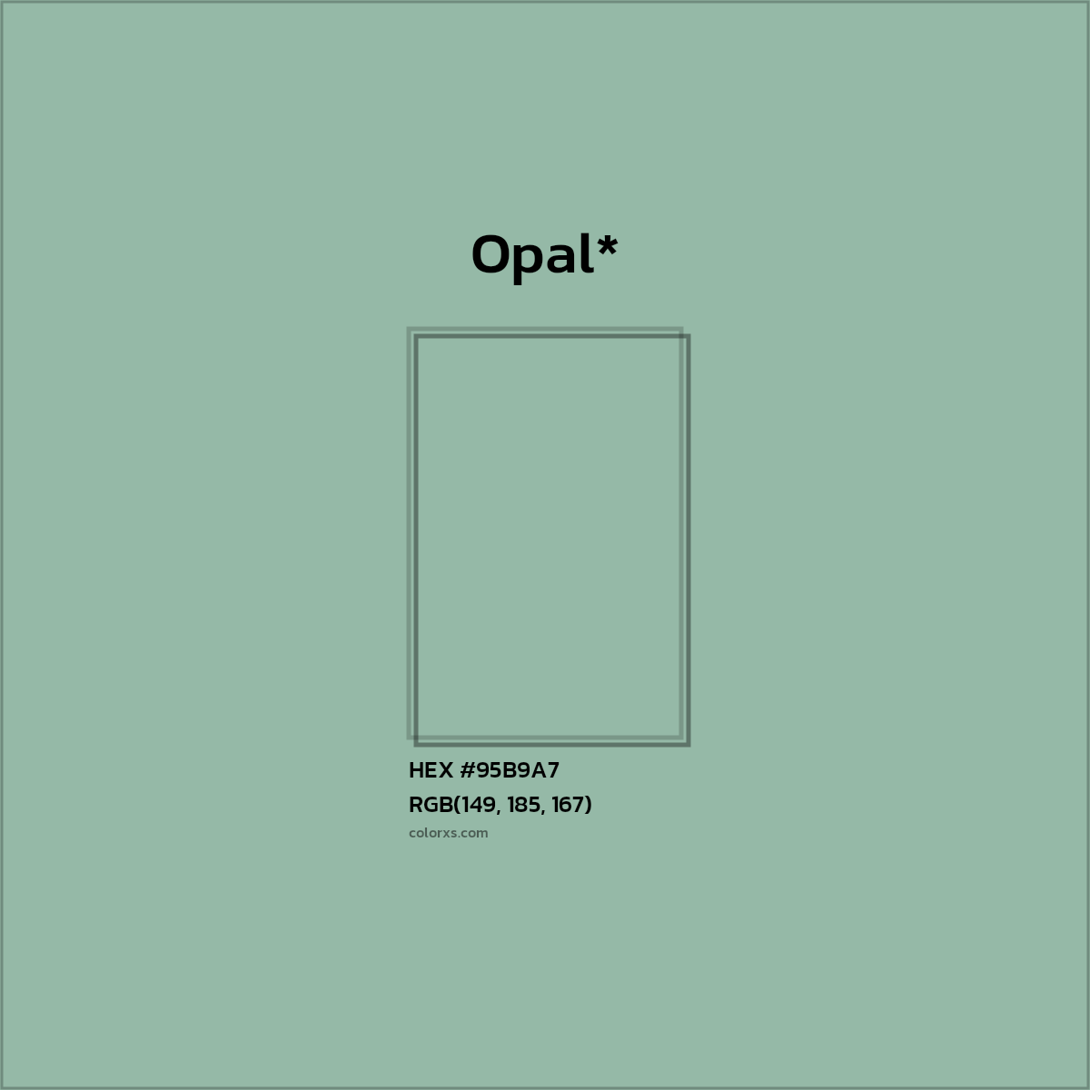 HEX #95B9A7 Color Name, Color Code, Palettes, Similar Paints, Images