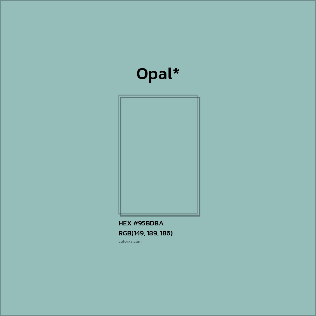 HEX #95BDBA Color Name, Color Code, Palettes, Similar Paints, Images